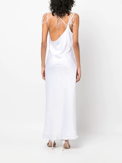 Shop Loulou X Rue Ra Feather Detail Slip Dress In White