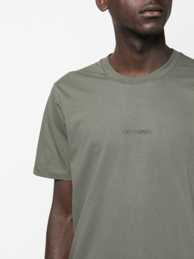 Shop C.p. Company Logo-print Cotton T-shirt In Green