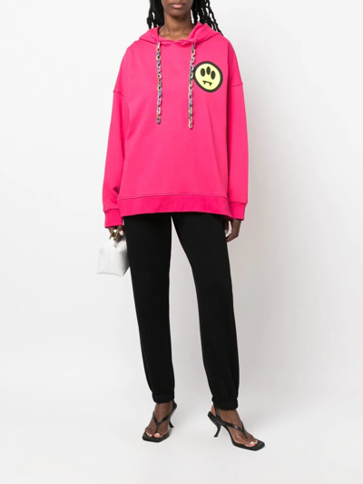 Shop Barrow Logo-patch Pullover Hoodie In Pink