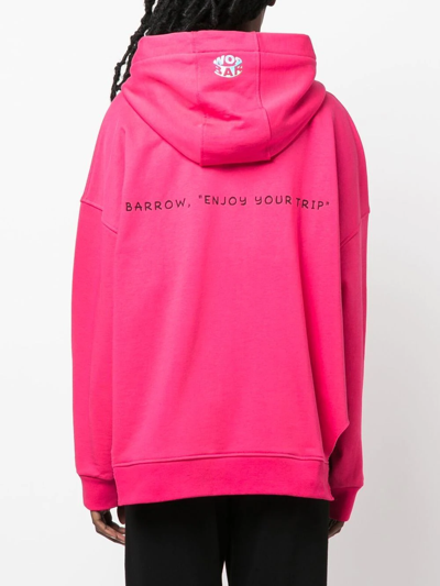 Shop Barrow Logo-patch Pullover Hoodie In Pink