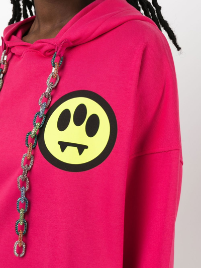 Shop Barrow Logo-patch Pullover Hoodie In Pink