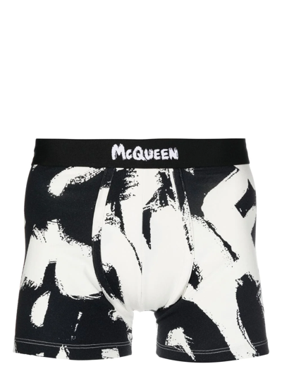 Shop Alexander Mcqueen Logo-print Boxer Shorts In Black