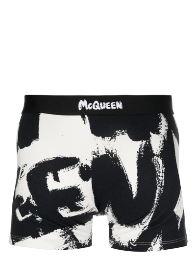 Shop Alexander Mcqueen Logo-print Boxer Shorts In Black