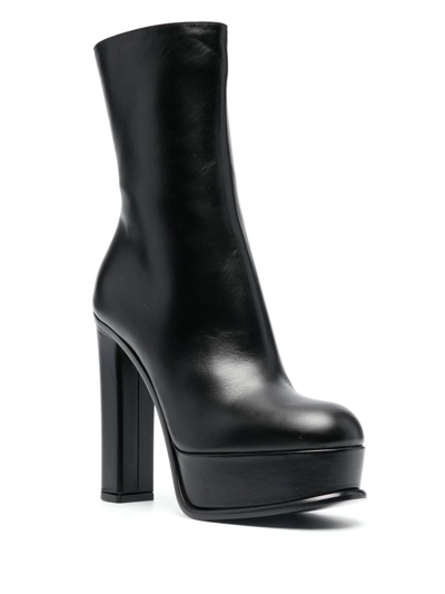 Shop Alexander Mcqueen 130mm Platform Leather Boots In Black