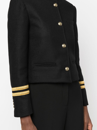 Blanca Vita Stripe-trim Military Jacket In Black