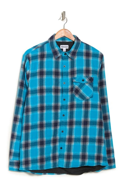 Shop Abound Shadow Plaid Cotton Shirt Jacket In Navy- Blue Shadow Plaid