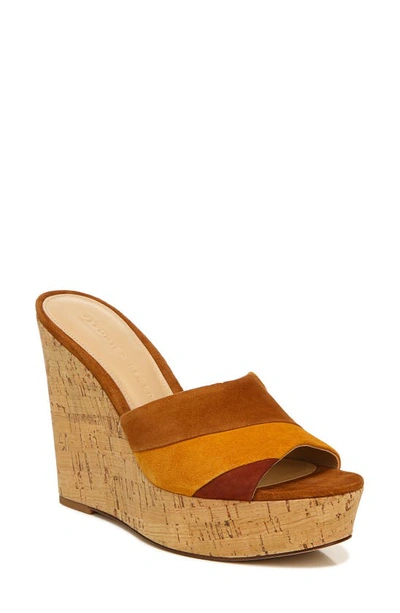 Shop Veronica Beard Dali Patchwork Wedge Sandal In Hazelwood/ Coriander