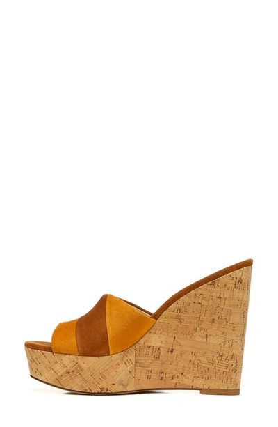 Shop Veronica Beard Dali Patchwork Wedge Sandal In Hazelwood/ Coriander