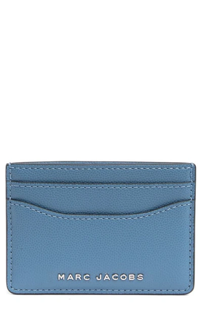 Shop Marc Jacobs Pebbled Leather Card Case In Blue Heaven