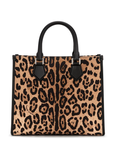 Shop Dolce & Gabbana Leopard-print Shopper Bag In Brown