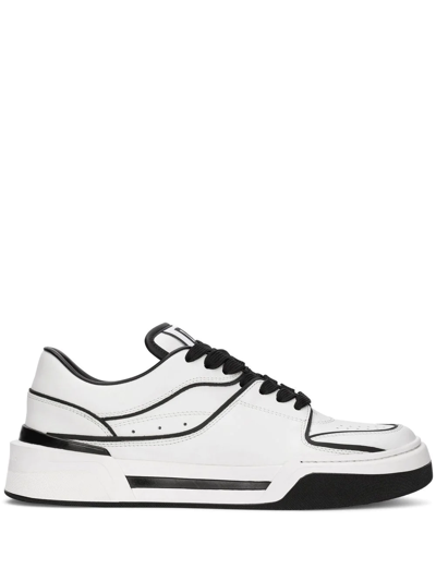 Shop Dolce & Gabbana New Roma Leather Sneakers In White