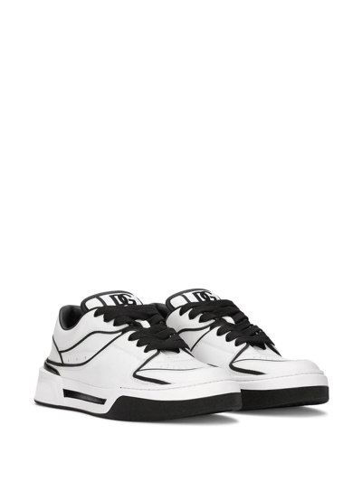 Shop Dolce & Gabbana New Roma Leather Sneakers In White