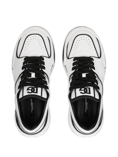 Shop Dolce & Gabbana New Roma Leather Sneakers In White