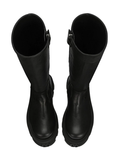 Dolce & Gabbana Leather Platform Boots In Black