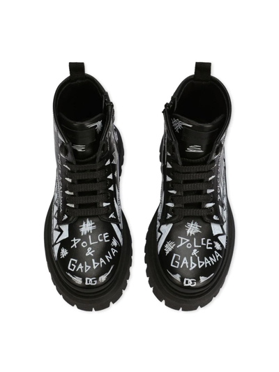Shop Dolce & Gabbana Logo-print Lace-up Boots In 89690