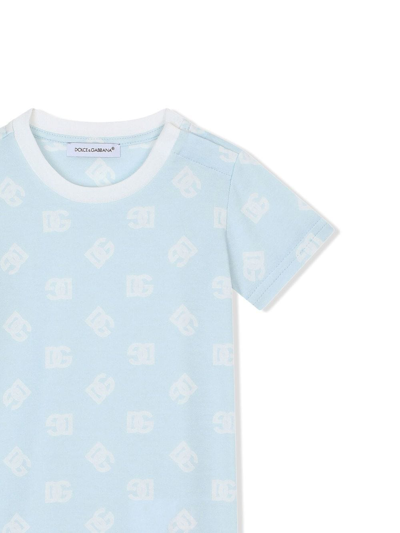 Shop Dolce & Gabbana Dg-logo Short-sleeve Romper In Blue