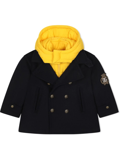 Shop Dolce & Gabbana Wool Peacoat With Removable Padded-gillet In Blue