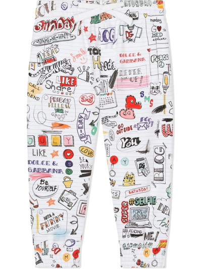 Dolce & Gabbana Smemo-print Jogging Pants In White
