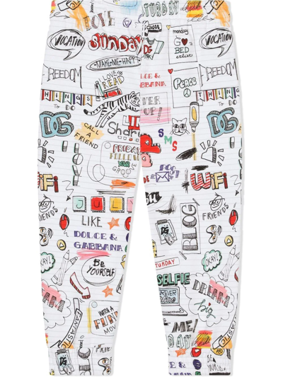 Dolce & Gabbana Smemo-print Jogging Pants In White