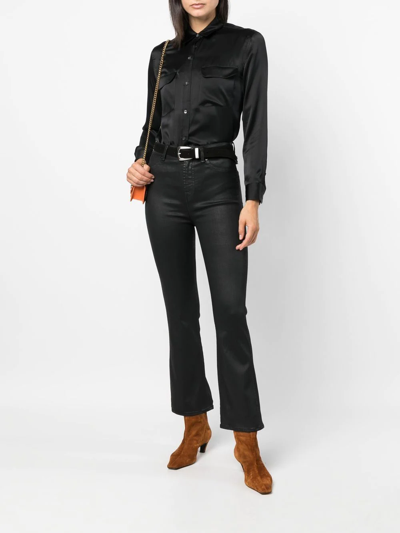 Shop 7 For All Mankind Flared Skinny-fit Trousers In Black