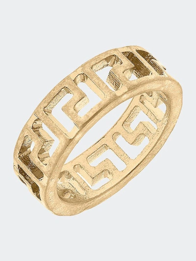 Shop Canvas Style Ryan Greek Keys Ring In Gold