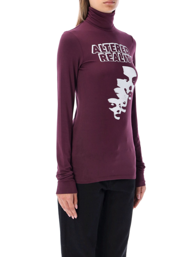 Shop Raf Simons Turtleneck Altered Reality T-shirt In Burgundy