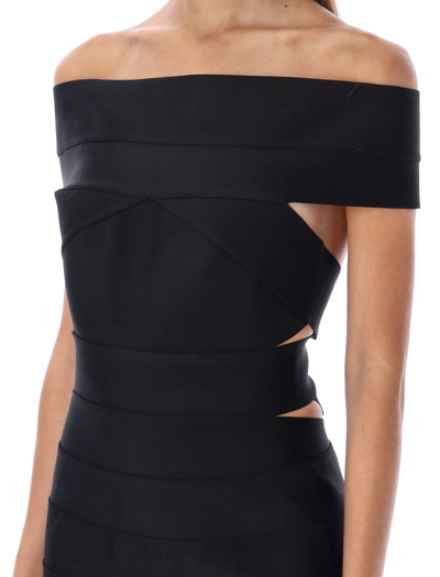 Shop Alexandre Vauthier Viscose Knit Mini Dress In Black
