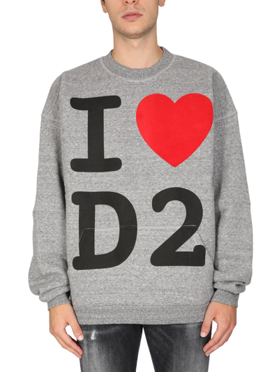 Shop Dsquared2 I Love D2 Sweatshirt In Grigio
