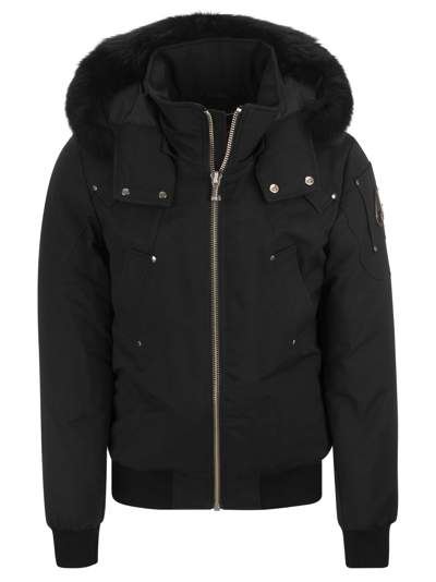 Shop Moose Knuckles Bomber Ballistic - Down Jacket With Fur In Black