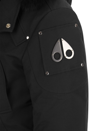 Shop Moose Knuckles Bomber Ballistic - Down Jacket With Fur In Black