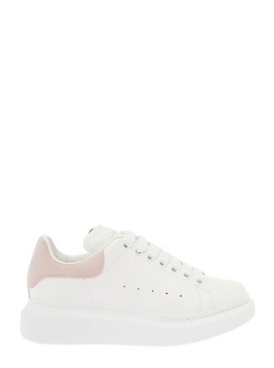 Shop Alexander Mcqueen Womans Oversize White And Pink Leather Sneakers