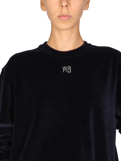 Shop Alexander Wang T Soft Velour Crewneck Sweatshirt In Nero