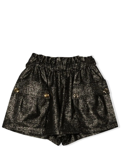 Shop Balmain High-waisted Lamé Shorts In Nero-oro