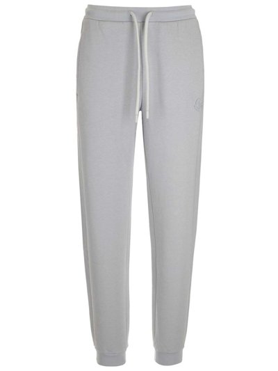 Shop Moncler Logo Embroidered Drawstring Sweatpants In Grey
