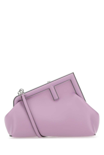 Shop Fendi Logo Detailed Small Clutch Bag In Purple