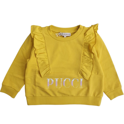 Shop Emilio Pucci Junior Logo Detailed Ruffled Sweatshirt In Yellow