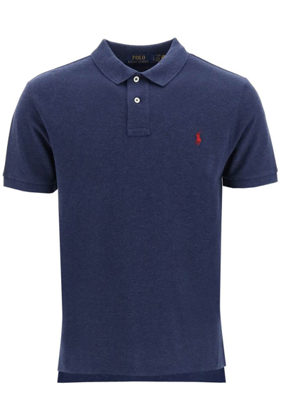 Shop Polo Ralph Lauren Logo Embroidered Polo Shirt In Navy