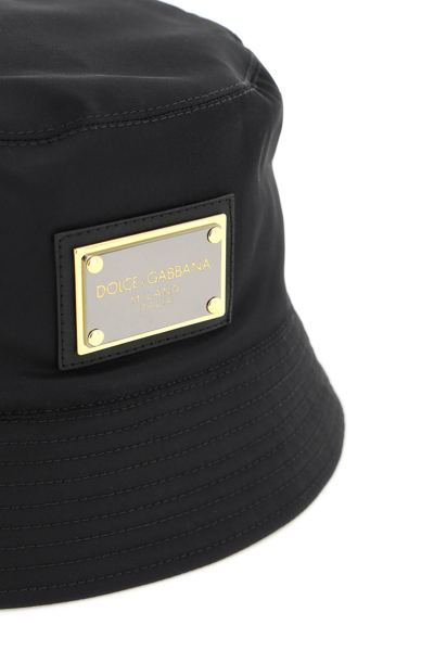 Shop Dolce & Gabbana Nylon Bucket Hat In Black