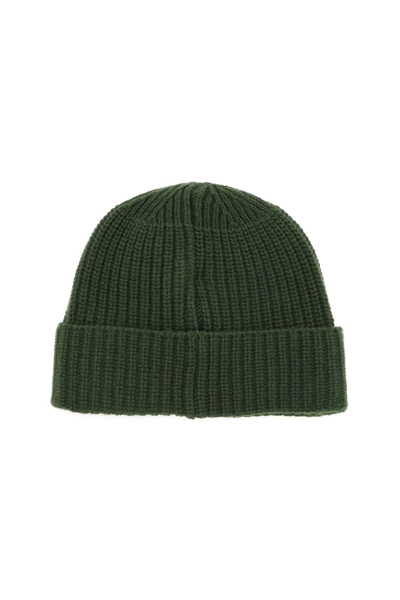 Shop Stone Island Wool Beanie With Logo In Green