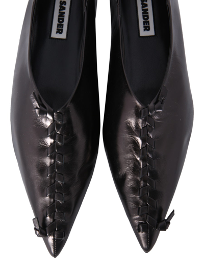 Shop Jil Sander Leather Ballerinas In Black