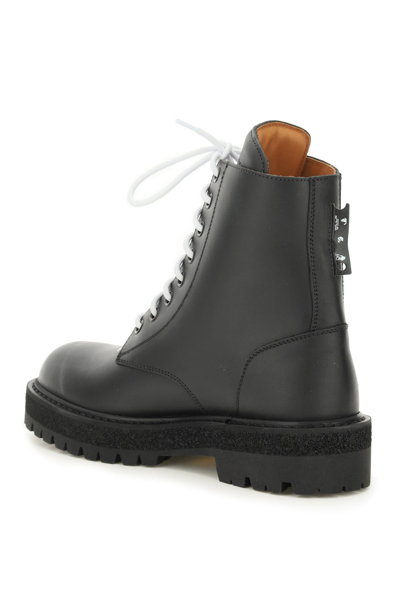 Shop Off-white Lace-up Leather Boots In Black