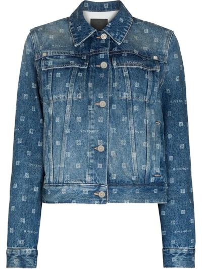 Shop Givenchy 4g Monogram Denim Jacket In Blue