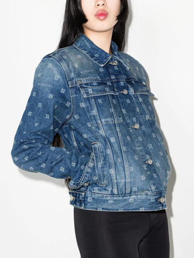 Shop Givenchy 4g Monogram Denim Jacket In Blue
