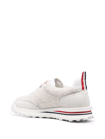 Shop Thom Browne Tech Runner Shearling Sneakers In Neutrals