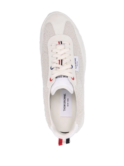 Shop Thom Browne Tech Runner Shearling Sneakers In Neutrals