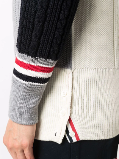 Shop Thom Browne Patchwork Merino Jumper In Grey