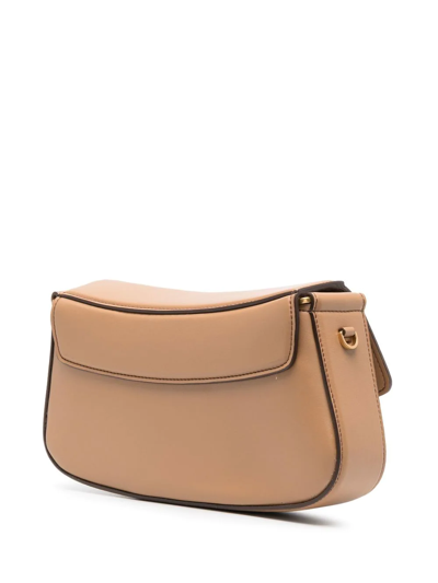 Shop Stella Mccartney Logo Clasp Flap Shoulder Bag In Brown