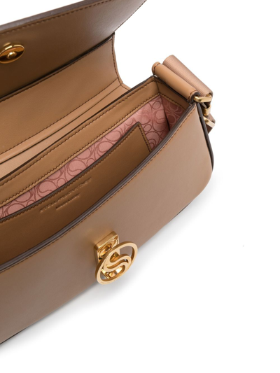 Stella Mccartney Logo Clasp Flap Shoulder Bag In Brown