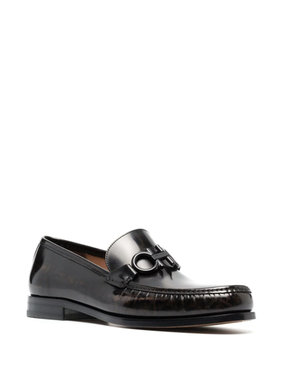 Ferragamo Leather Loafers In Brown