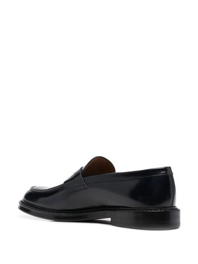Shop Doucal's Leather Penny Loafers In Blue